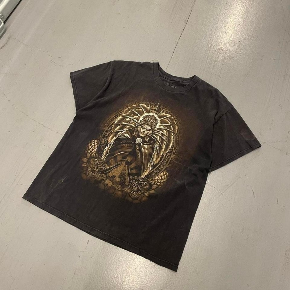 Y2K Aztec skull affliction type tee - Picture 2 of 7